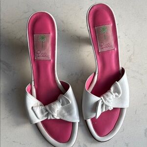 Lilly Pulitzer Pink and White Bow Sandals